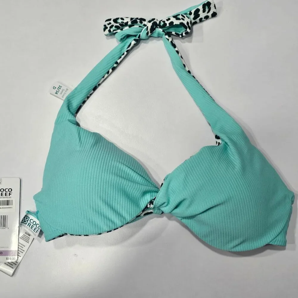 Coco Reef Verso Reversible Bra-Sized Twist-Front Bikini Top